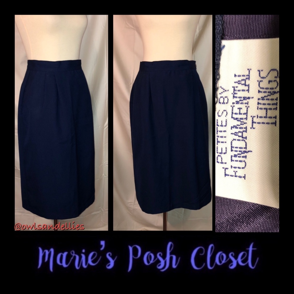 Vintage Navy Pencil Skirt